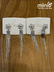 Bông tai xi 925 066140 hoa 5 cánh dài