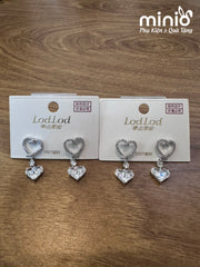 Bông tai xi 925 tim thả đá 70