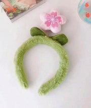 Cài tóc hoa đào hồng lò xo