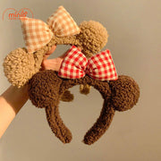 Cài tóc gấu xù đeo nơ