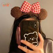 Cài tóc gấu xù đeo nơ