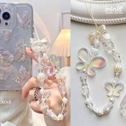 Dây treo điện thoại bướm nơ trắng