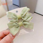 Set 2 kẹp mái nơ caro