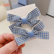 Set 2 kẹp mái nơ caro