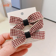 Set 2 kẹp mái nơ caro