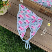 Khăn bandana hoa móc len