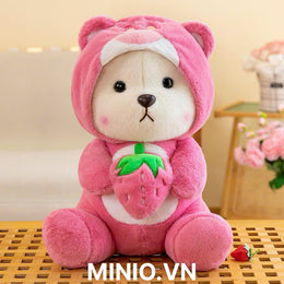 Gấu Lena hồng ôm dâu 50cm