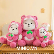 Gấu Lena hồng ôm dâu 50cm