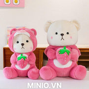 Gấu Lena hồng ôm dâu 50cm