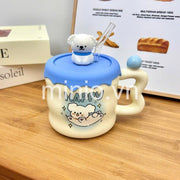 Ly cốc sứ bé cún trắng charm nổi