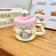 Ly cốc sứ bé cún trắng charm nổi