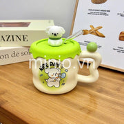 Ly cốc sứ bé cún trắng charm nổi