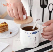 Ly cốc Happy Days nắp gỗ