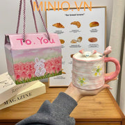 Ly cốc sứ hoa bướm 3D LA