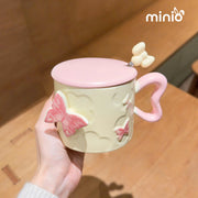 Ly cốc sứ bướm nơ 3D