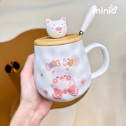 Ly cốc sứ heo nắp gỗ