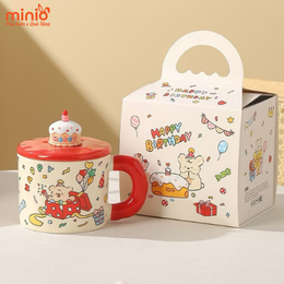 Ly cốc sứ Happy Birthday - Đỏ