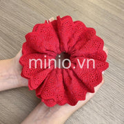 Scrunchies ren đỏ full 4 lớp
