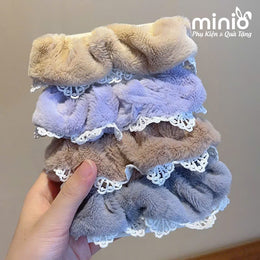 Scrunchies lông viền ren