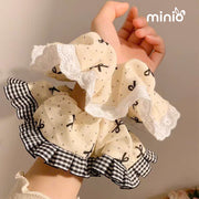 Scrunchies nơ chấm bi đen trắng