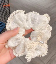 Scrunchies ren trắng 0190