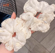 Scrunchies ren trắng 0190
