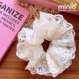 Scrunchies trắng ren full 4 lớp