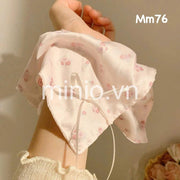 Scrunchies vuông nơ hồng