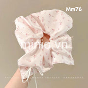 Scrunchies vuông nơ hồng