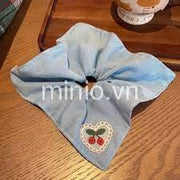 Scrunchies vuông nơ tim xanh