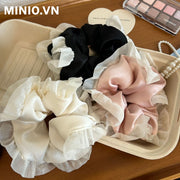 Scrunchies xếp ly trắng