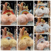 Móc khoá len cầu vồng 2 quả bông