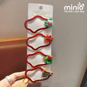 Set 4 kẹp mái Noel sóng đỏ