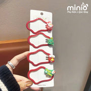 Set 4 kẹp mái Noel sóng đỏ