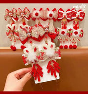 Set kẹp nơ đỏ Tết PO