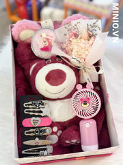 Set quà hoa gấu dâu