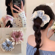 Scrunchies xanh hồng ren đính đá