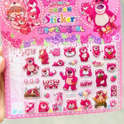 Sticker gấu dâu nổi quai xách