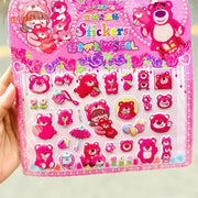 Sticker gấu dâu nổi quai xách