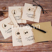 Thiệp vintage gắn charm vuông