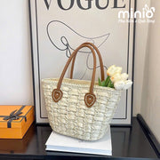 Túi cói bèo quai tim