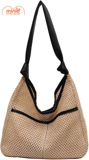 Túi cói quai da thắt nút Sp465