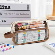 Túi đựng bút vải 2 ngăn nâu