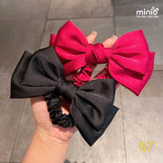 Dây cột tóc nơ lụa đỏ, đen ML