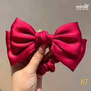 Dây cột tóc nơ lụa đỏ, đen ML