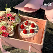 Hộp quà mica quai xách nơ 35x21x11cm