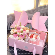 Hộp quà mica quai xách nơ 35x21x11cm