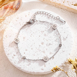 Lắc tay titan 3 đá tròn la mã