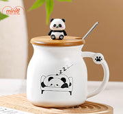 Ly cốc sứ gấu trúc nắp gỗ