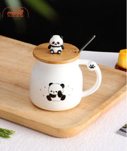 Ly cốc sứ gấu trúc nắp gỗ